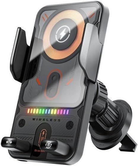 Chargeur de voiture sans fil 15 W avec fixation automatique, fonctionnement à un bouton, prend en charge plusieurs niveaux de sortie pour une charge efficace du téléphone