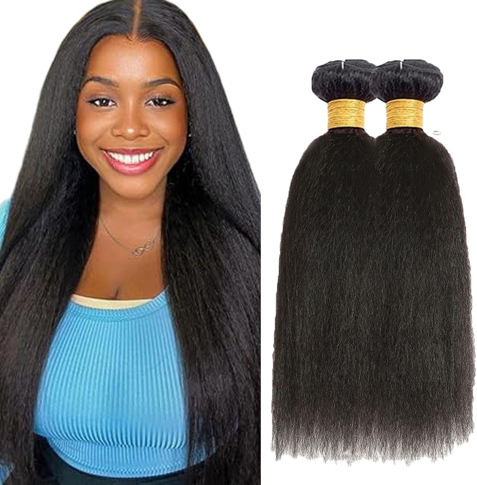 32 32 Pouces Tissage Bresilien Cheveux Humain Natural Black Bundles Human Hair Extension Machine Double Weft Weave Yaki Straight Human Hair Tissage Cheveux Naturels 50g/Bundle 2 Bundle