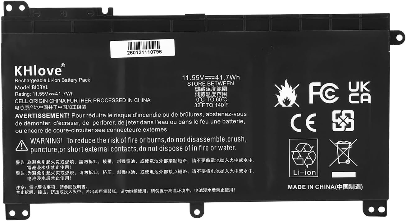 Batterie HP BI03XL 843537-541 – Compatible ProBook x360 11 G1/G2 EE, Stream 14-AX, 14-CB, 14-DS, Pavilion x360 13-U et M3-U – Compatible HSTNN-UB6W, HSTNN-LB7P, TPN-W118