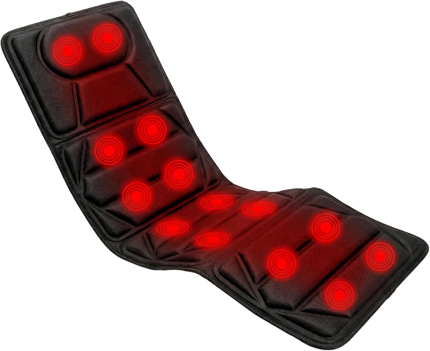 Tapis de massage corporel avec chaleur et vibration, tapis de massage, masseur cervical, housse de siège de massage avec 5 modes de vibration, 10 moteurs et 4 zones de massage