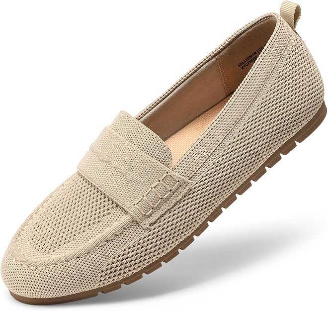 Mocassin Femme Legers et Confortables, Loafer Tricote a Enfiler, Chaussures Plates Decontractees pour Travail, Marche et Usage Quotidien