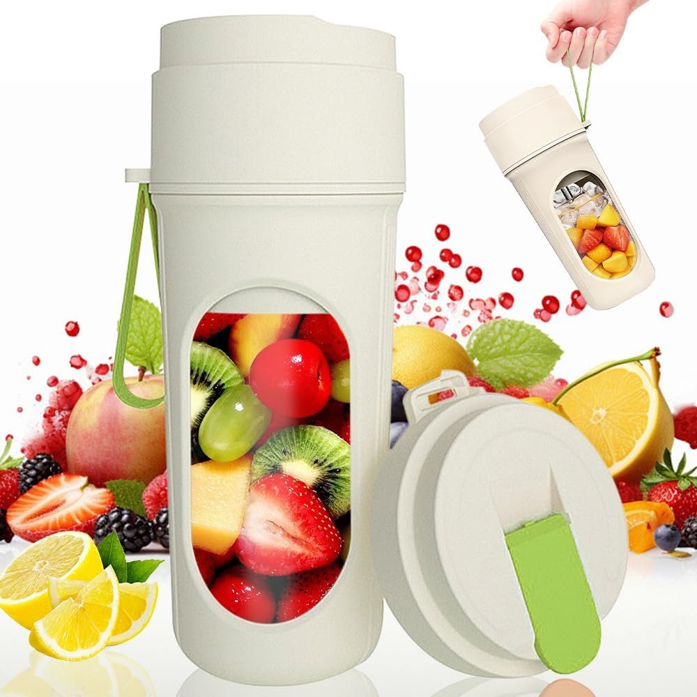 Mini Blender Smoothie, 450 ml Mixeur Portable pour Smoothie Petit, Forte Puissance De Coupe avec 12 Lames, Rechargeable USB Mixer Portable, Sans BPA, Mixeur Portable pour Cuisine Sport Bureau