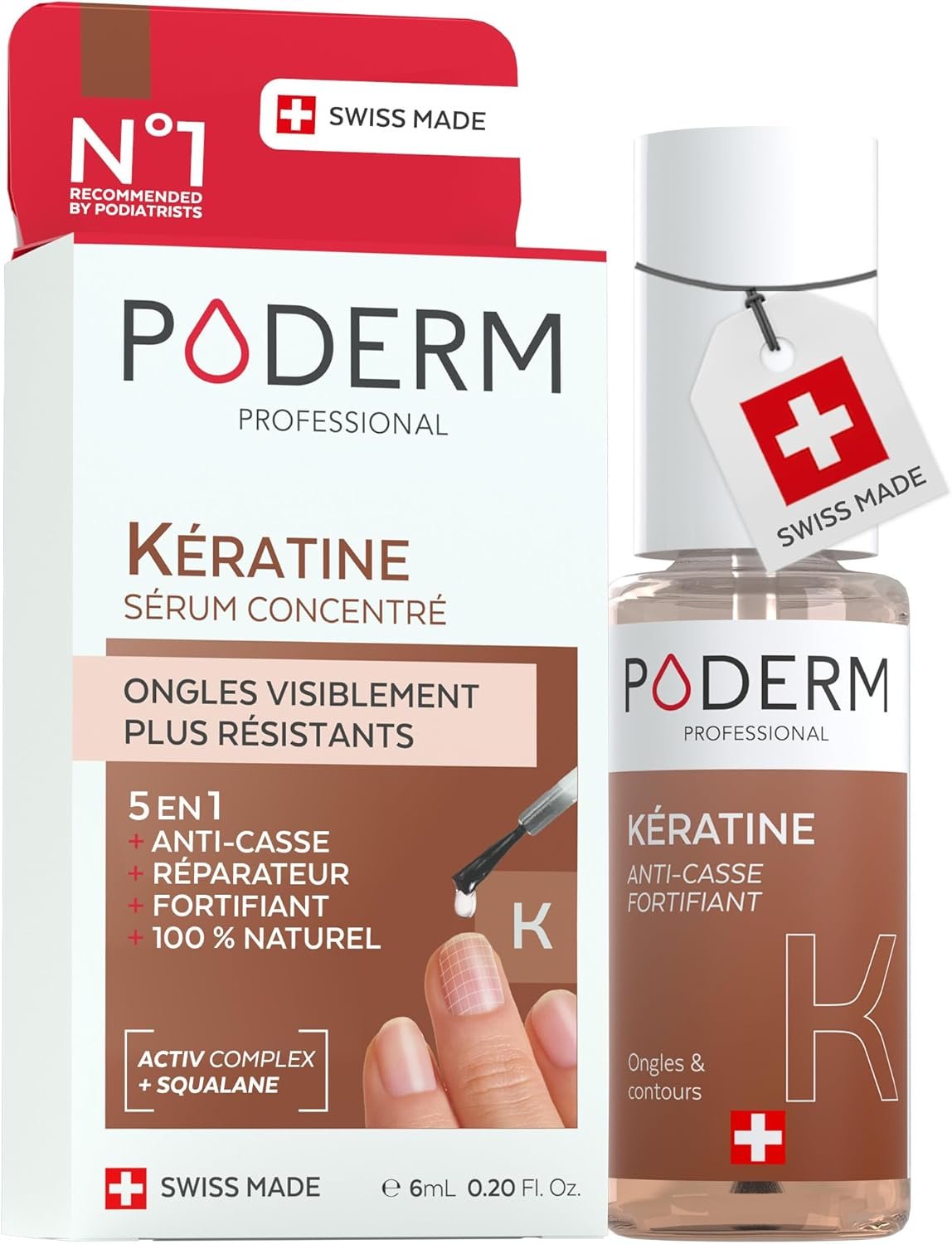 Sérum Booster Ongles - Kératine | Soin Préventif Anti-Casse & Durcisseur pour Renforcer la Structure des Ongles Fragiles - 6 ML | 100% Naturel - Développé par un Podologue en Suisse