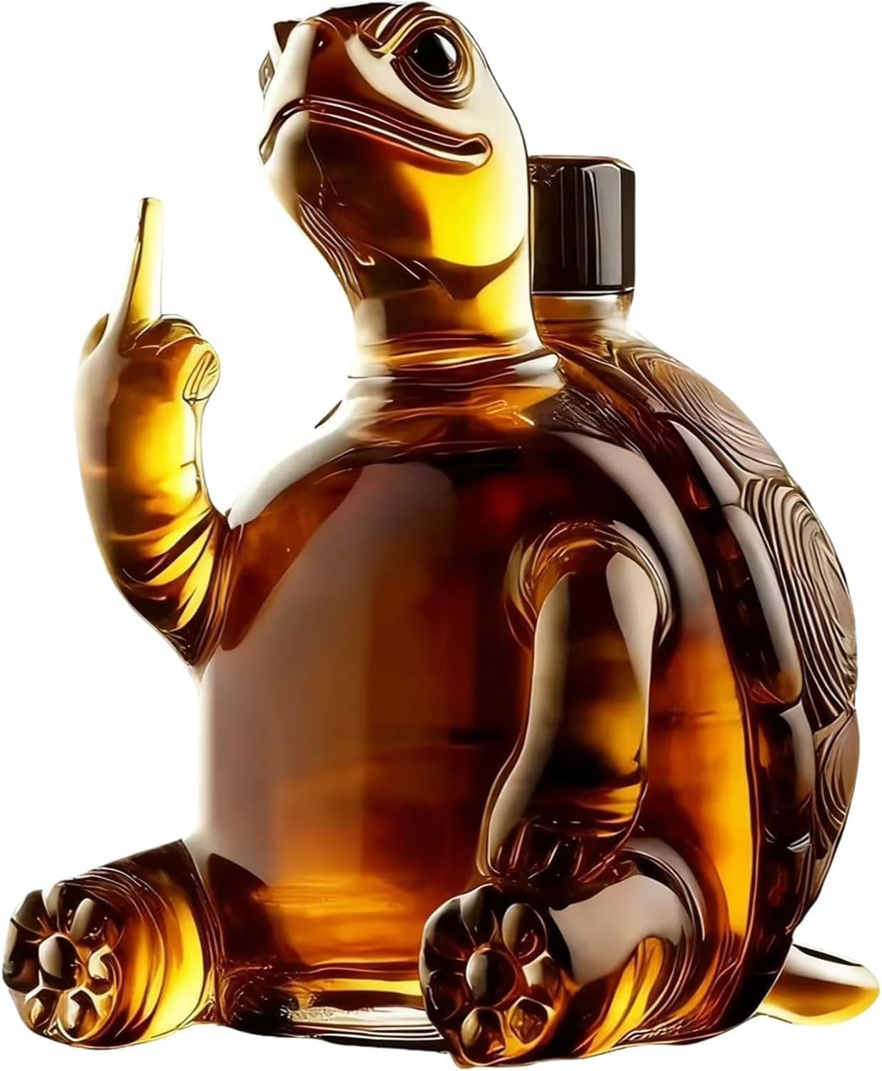 Carafe à Whisky et Vin en Verre 350 ml – Design Tortue avec Doigt d'Honneur | Flacon à Liqueur Original, Idée Cadeau Humour pour Homme, Décoration Bar ou Maison