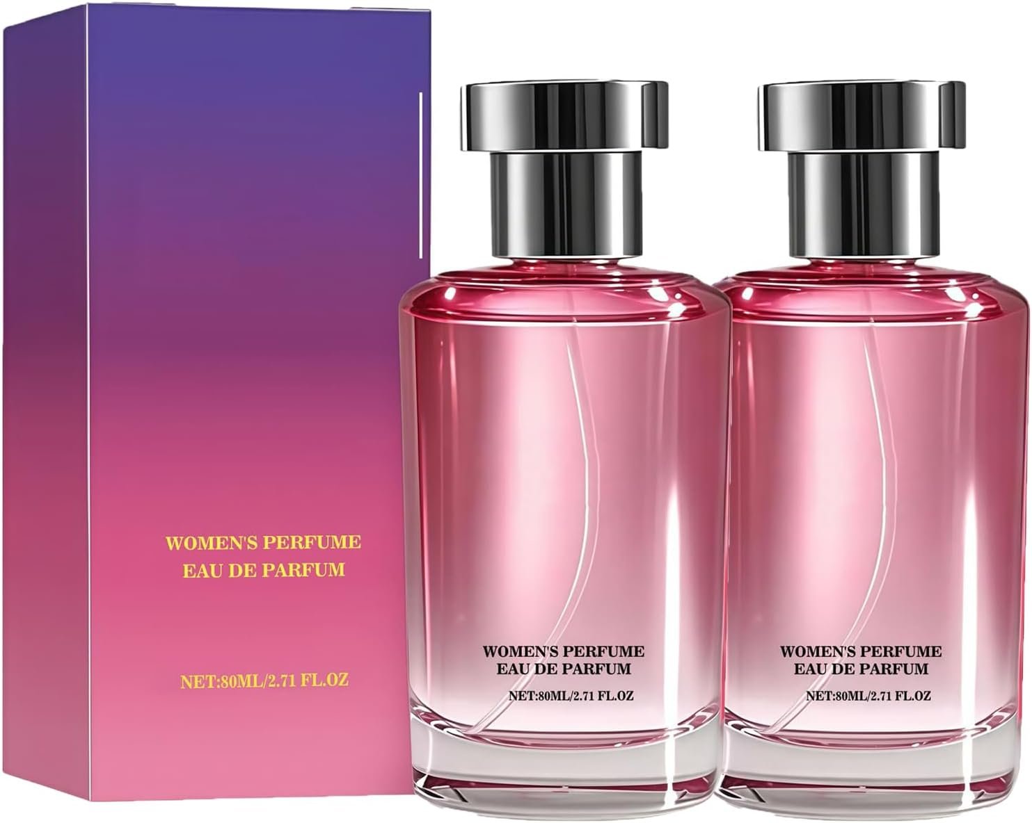 Lot de 2 parfums de luxe pour femme, avec parfum intense floral et fruité, jasmin, flacon élégant, parfum féminin, parfum féminin, parfum de luxe, cadeaux pour femme, 80 ml