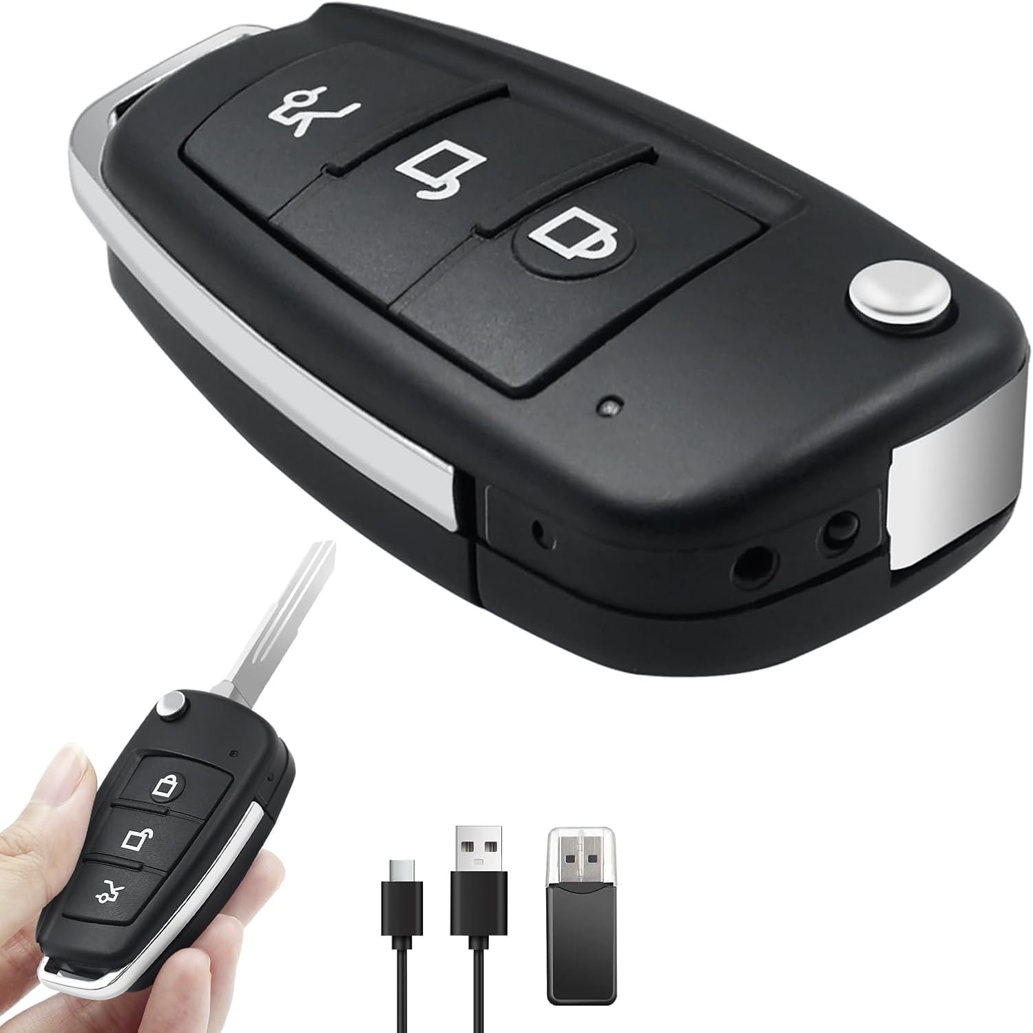 Camera Espion 1080P HD,Portabl Mini Camera Espion sans Fil Keychainavec Cachée Cam Enregistrement Vidéo et Photo, Détection de Mouvement, Vision Nocturne, pour Intérieur et Extérieur