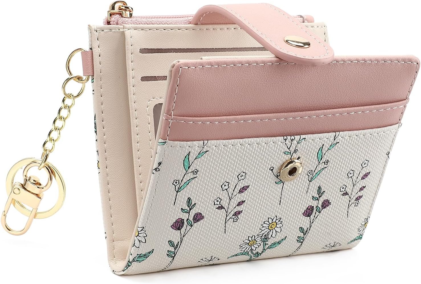 Petit Portefeuille Femme, Porte Monnaie en Cuir avec Blocage RFID, Porte Carte Femme avec Compartiment pour Carte d'identité et Pochettes pour Cartes