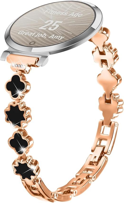 Femme Métal Watch Bracelets Compatible avec Garmin Lily 2 WatchBand, 14mm Bracelet de Remplacement Réglable Acier Inoxydable Brillant Strap pour Lily 2 Smartwatch Accessoires