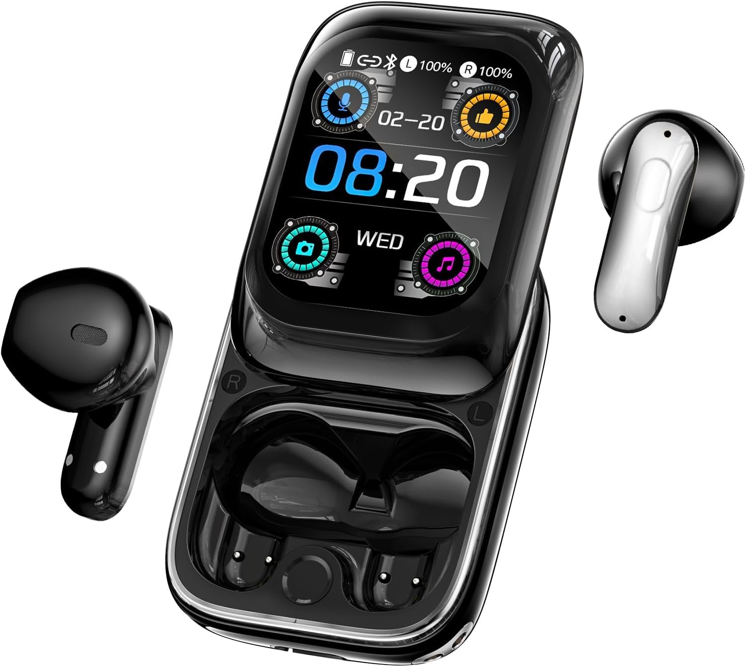 2026 AI Écouteur Traducteur Instantané 165 Langues, 11 Modes de Traduction, Écran Tactile LED, Bluetooth 6.0, 48H Autonomie, Casque Musique/Appels/Traducteur