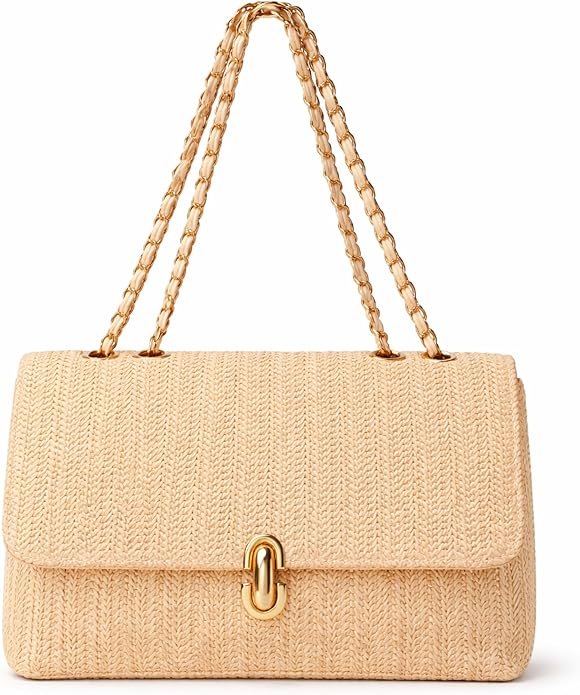 Trendy Straw Woven Summer Bag for Women, Small Raffia Adjustable Strap Crossbody Bag, Classic Summer Shoulder Purse, Straw Clutch Handbag for Vacation, Travel, Resort, Casual Lightweight Fashion Bag