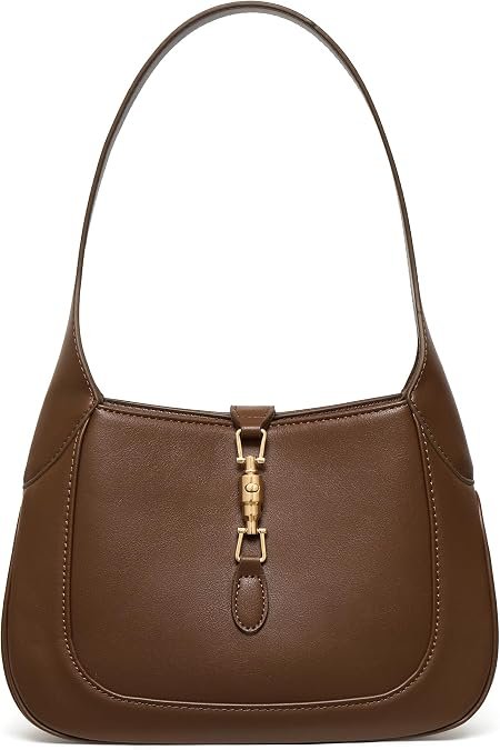 BOSTANTEN Shoulder Bag for Women Designer Lightweight Leather Purses | Suede Front,Vegan leather back,Gold push-lock,Lightweight,Crescent shape,Fixed strap,for everyday