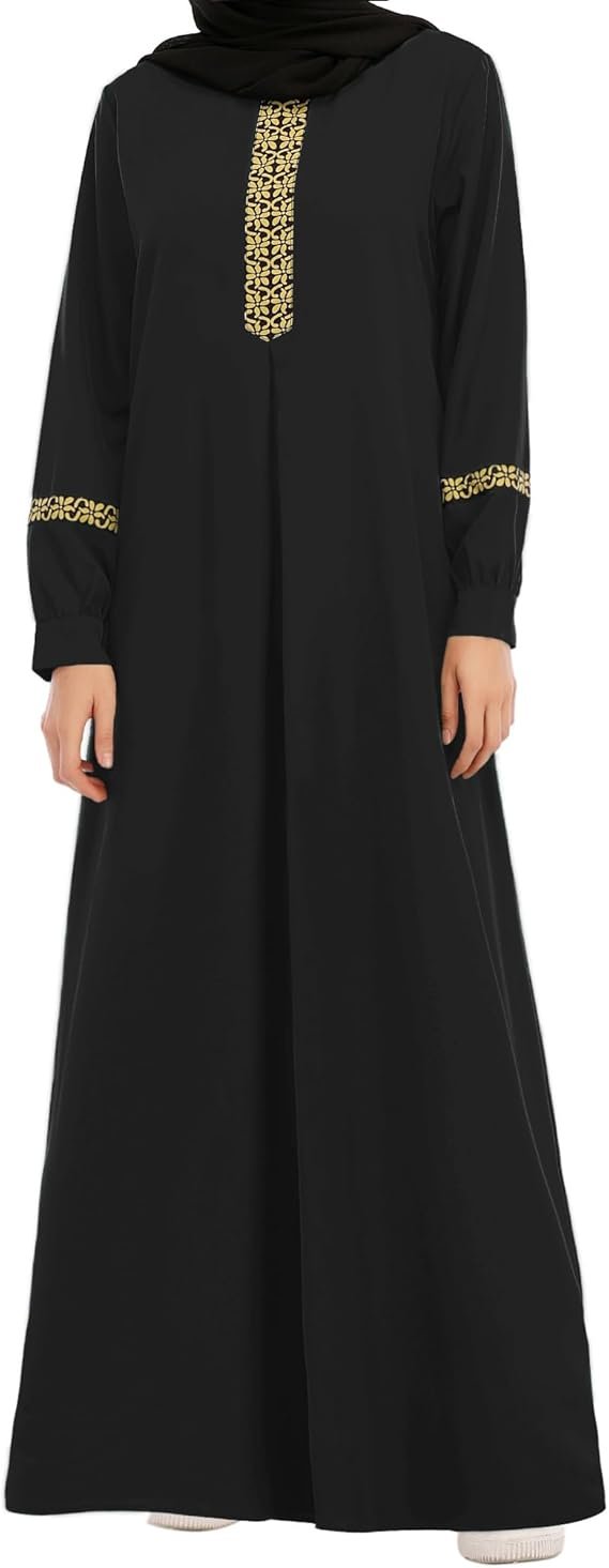 Womens Muslim Abaya Dress Zipper Islamic Robe Pockets Maxi Prayer Clothes with Hijabs