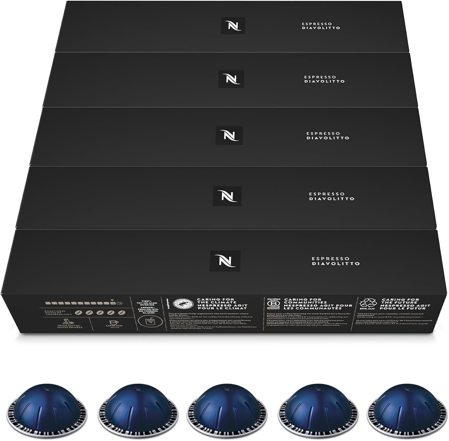 Nespresso Vertuo Diavolitto - Bundle 50 capsules intensité 11