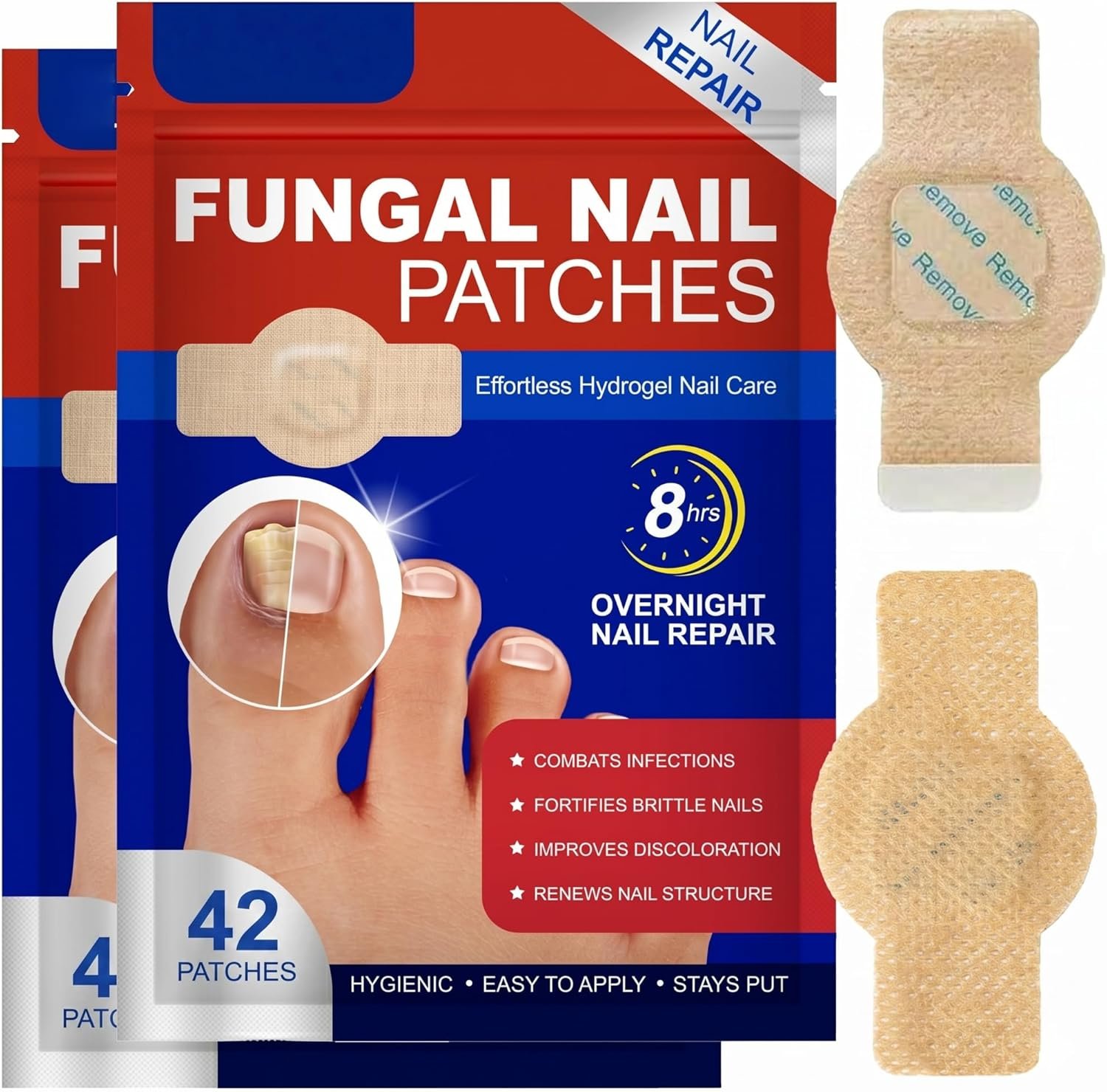 84 Pièces Fungal Nail Patches, Patch pour Ongles des Pieds, Soin Protecteur et Réparateur pour Ongles Abîmés et Jaunissants, Réparation Intensive de Nuit 8 Heures, Renforcement Naturel