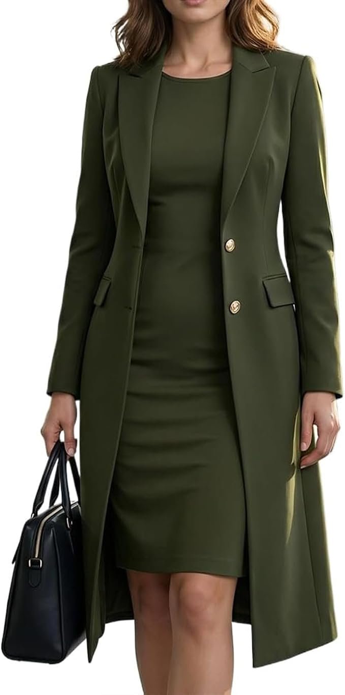 Robe Blazer Femme 2 Pièces Ensemble de robe longue veste sans manches Business Casual Work Office Church Formel Costume Tenue