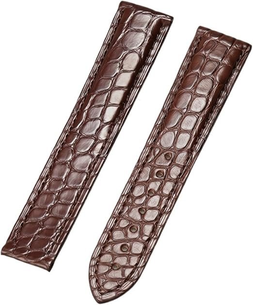 Boucle en cuir véritable alligator pour bracelet de montre Omega de 18 mm à 22 mm, bracelet en cuir crocodile pour homme et femme (marron sans boucle, 22 mm)