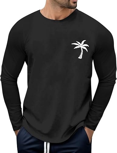 T-Shirts À Manches Longues Homme Chemise Hawaïennehabillé Tee Shirt Sport