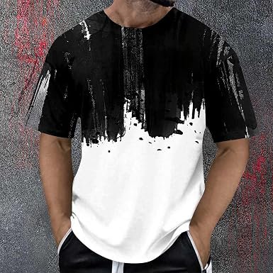 -Shirt Homme Manches Courtes Col Rond Basique Chemises pour Tee Short Coton