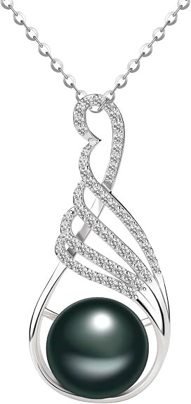 Collier de perle pour les femmes - Cadeau d'anniversaire, Cadeaux pendentifs en perle pour femme Femmes, Collier de perle naturelle 925 Argent sterling - Noël anniversaire de mariage Saint-Valentin Cadeaux pour les femmes Maman Grand-mère petite amie Sa m
