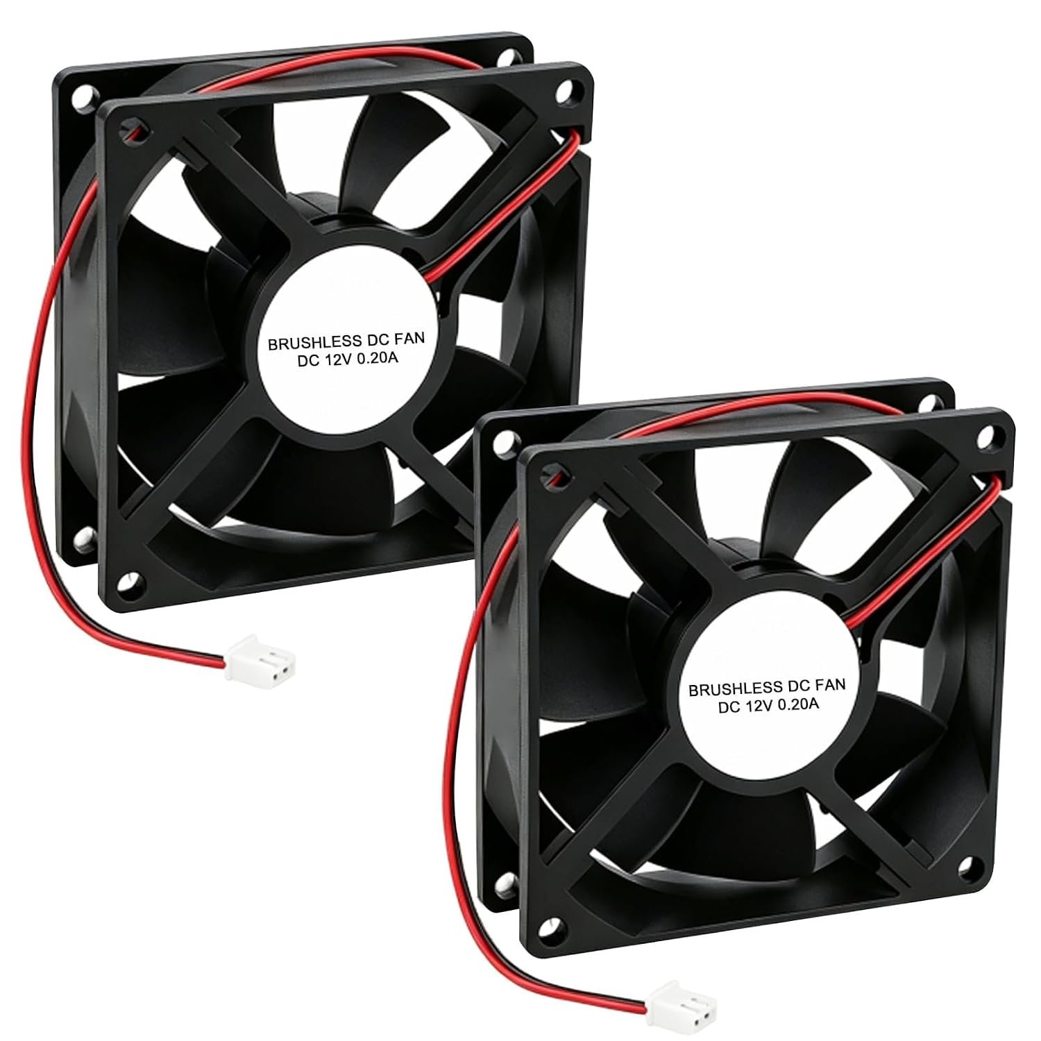 2 piece Ventilateur PC, DC 12V Fan 8 CM Adjustable Speed 3000U/Min Ventilateur Boitier Silencieux, Refroidisseur Unité Centrale Ventilateur 12V pour PC Laptop TV Radio Router