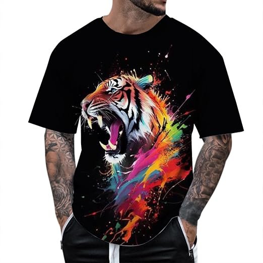 T-shirt graphique à manches courtes avec impression 3D pour homme et femme