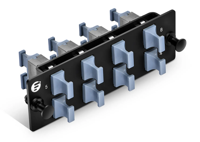 Panneau d'Adaptateur à Fibre Optique FHD®, OM3/OM4, 8 x MTP®-8/12/24 Key Up vers Key Up (Gris Anthracite), Type B