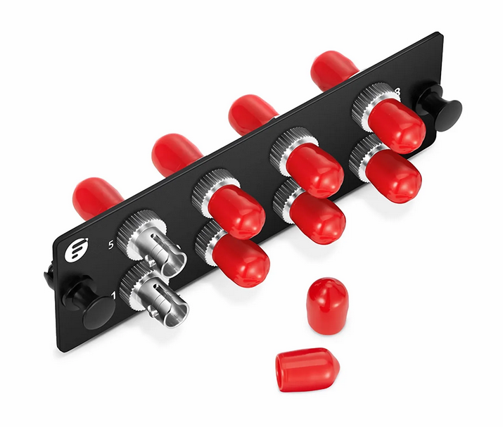 Panneau d'Adaptateur à Fibre Optique FHD® avec 8 Fibres OS2 Monomode, 8 x ST Simplex (Plaqué), Manchon en Céramique