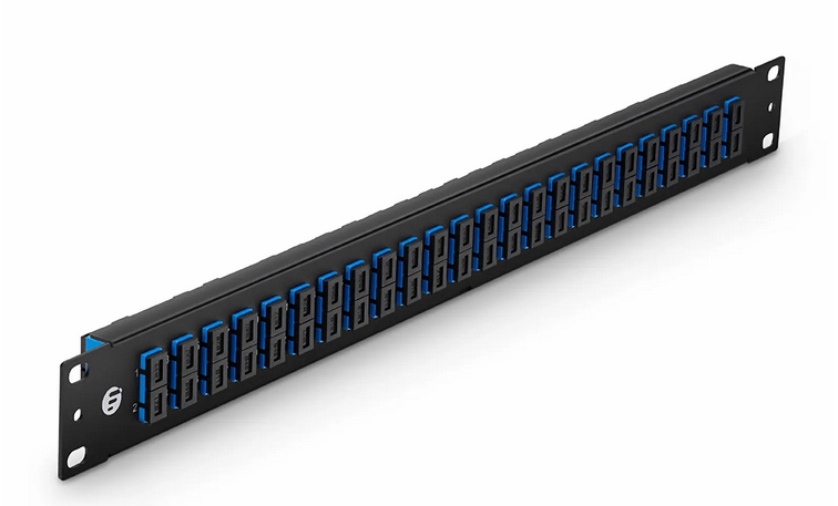 Panneau d'Adaptateur à Fibre Optique FHU® 1U 19", 48 Fibres OS2 Monomode et 24 Ports Adaptateurs SC UPC Duplex