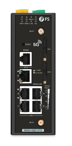 Industrial 5G NR Wireless Cellular Gateway with 5-Port 10/100/1000T