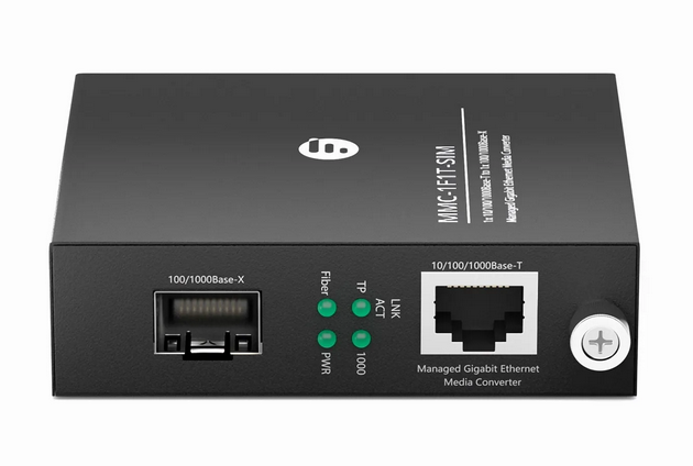 Module Enfichable, Prise Standard Européenne, Convertisseur de Média Gigabit Ethernet Géré, 1x 10/100/1000Base-T RJ45 vers 1x 100/1000Base-X SFP