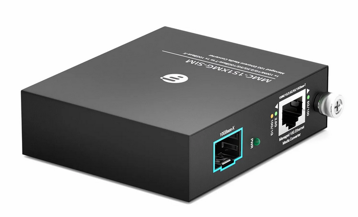 Convertisseur de média Ethernet 10 Gigabit géré, 1x 100M/1G/2.5G/5G/10GBase-T RJ45 vers 1x 10GBase-X SFP+