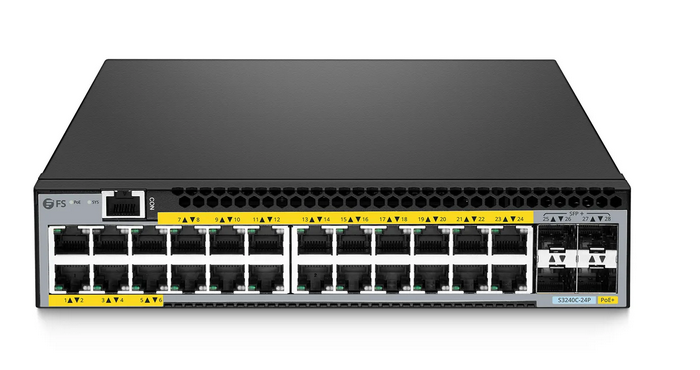 S3240C-24P, Commutateur Ethernet Gigabit L2+ PoE+ à 24 Ports, 24 x Ports PoE+@380W, avec 4 x Uplinks SFP+ 10Gb