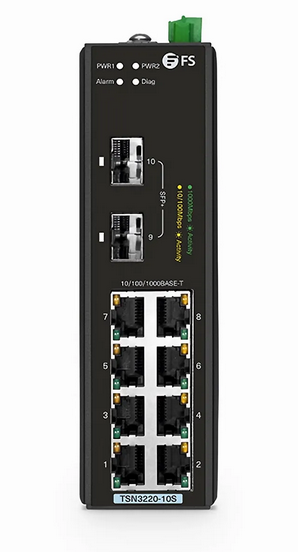 TSN3220-10S, Switch Industriel Manageable L2 8 Ports Gigabit Ethernet, 8 Ports 10/100/1000BASE-T, avec 2 Ports SFP+ 1/10Gb