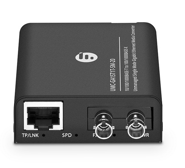 Prise Standard Européenne, Mini Convertisseur de Média Gigabit Ethernet Non Géré, 1x 10/100/1000Base-T RJ45 vers 1x 100/1000Base-X ST Monomode 1310nm 20km