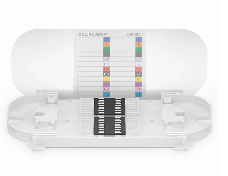 Plateau d'Épissure Optique, 24 Fibres, Plastique, 0.47" x 8.78" x 4.57"