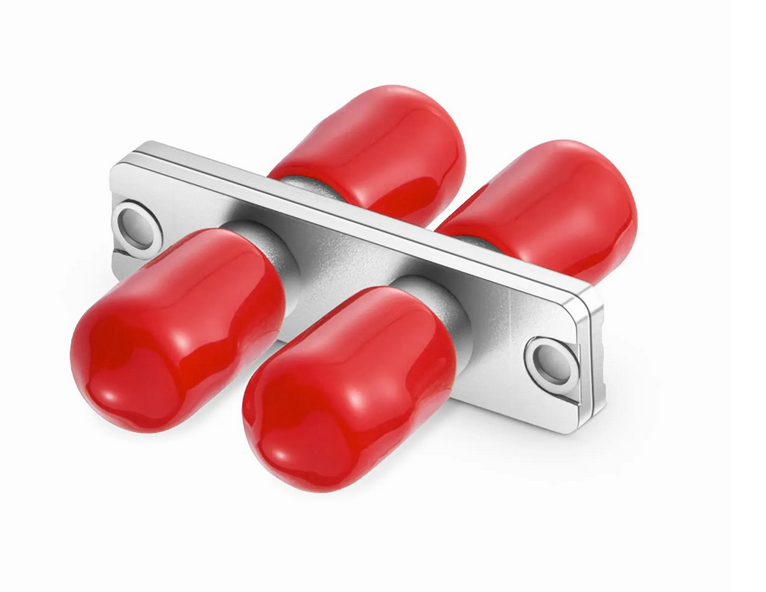 Adaptateur à Fibre Optique ST/UPC vers ST/UPC Duplex Monomode Métallique avec Bride (10pcs/Paquet)