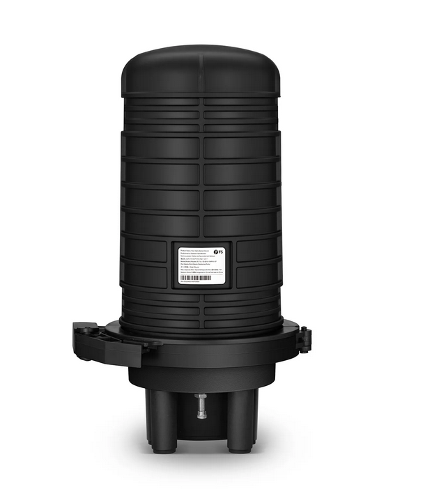 Boîtier d'épissure à dôme pour fibre optique 72 fibres 1Entrée-4Sorties, joint mécanique et joint thermorétractable, avec 1 Plateau d'Epissure préinstallé