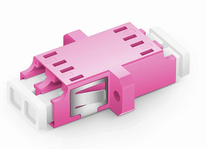 Adaptateur/Coupleur de Fibre Optique Plastique LC/UPC vers LC/UPC Duplex OM4 Multimode Type SC, avec Bride, Violet