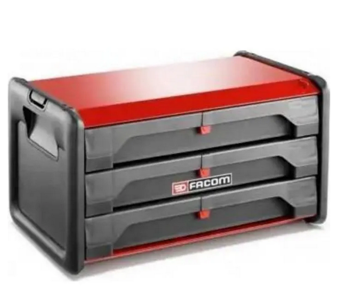 Facom Boîte à Outils Bi-Matière 3 Tiroirs BT.203 - Métal + Molypropylène, 510x270x270 mm
