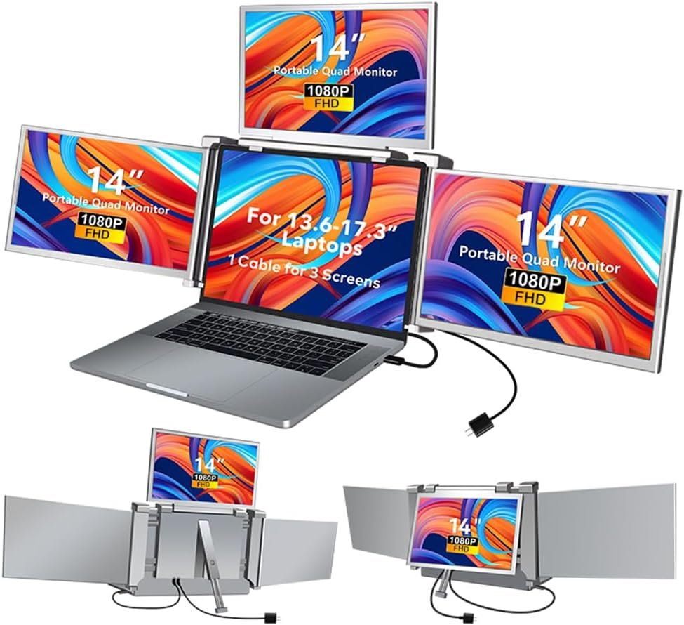 4 Ecrans d'Extension Portable 14 Pouces Moniteur