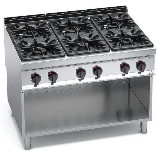Fourneau Gaz 6 feux vifs de 3,5 à 12kW BERTO'S