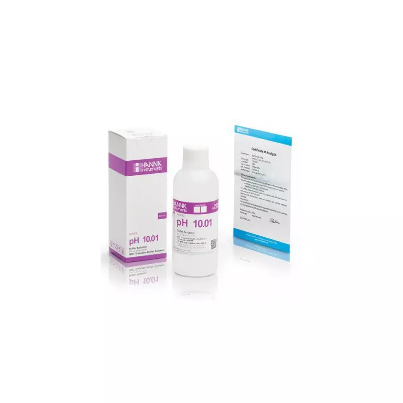 Hanna Instruments HI7010M / HI7010L – Solution Tampon d’Étalonnage pH 10,01 – Précision ±0,01 pH – Flacons de 230 ml et 500 ml