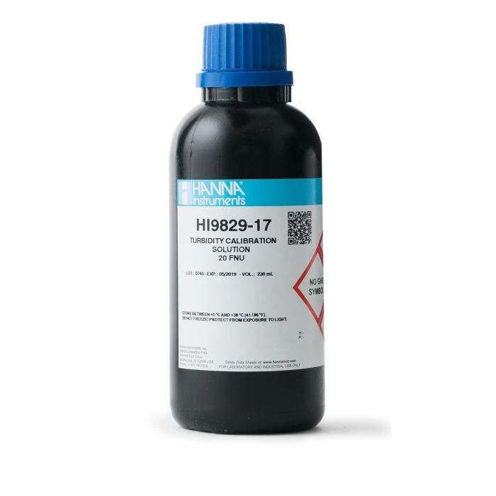 Hanna Instruments HI9829-17 – Solution Étalon de Turbidité 20 FNU – Calibration du Capteur HI7609829 – Flacon 230 ml