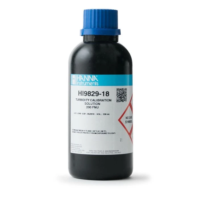 Hanna Instruments HI9829-18 – Solution Étalon de Turbidité 200 FNU – Calibration du Capteur HI7609829 – Flacon 230 ml