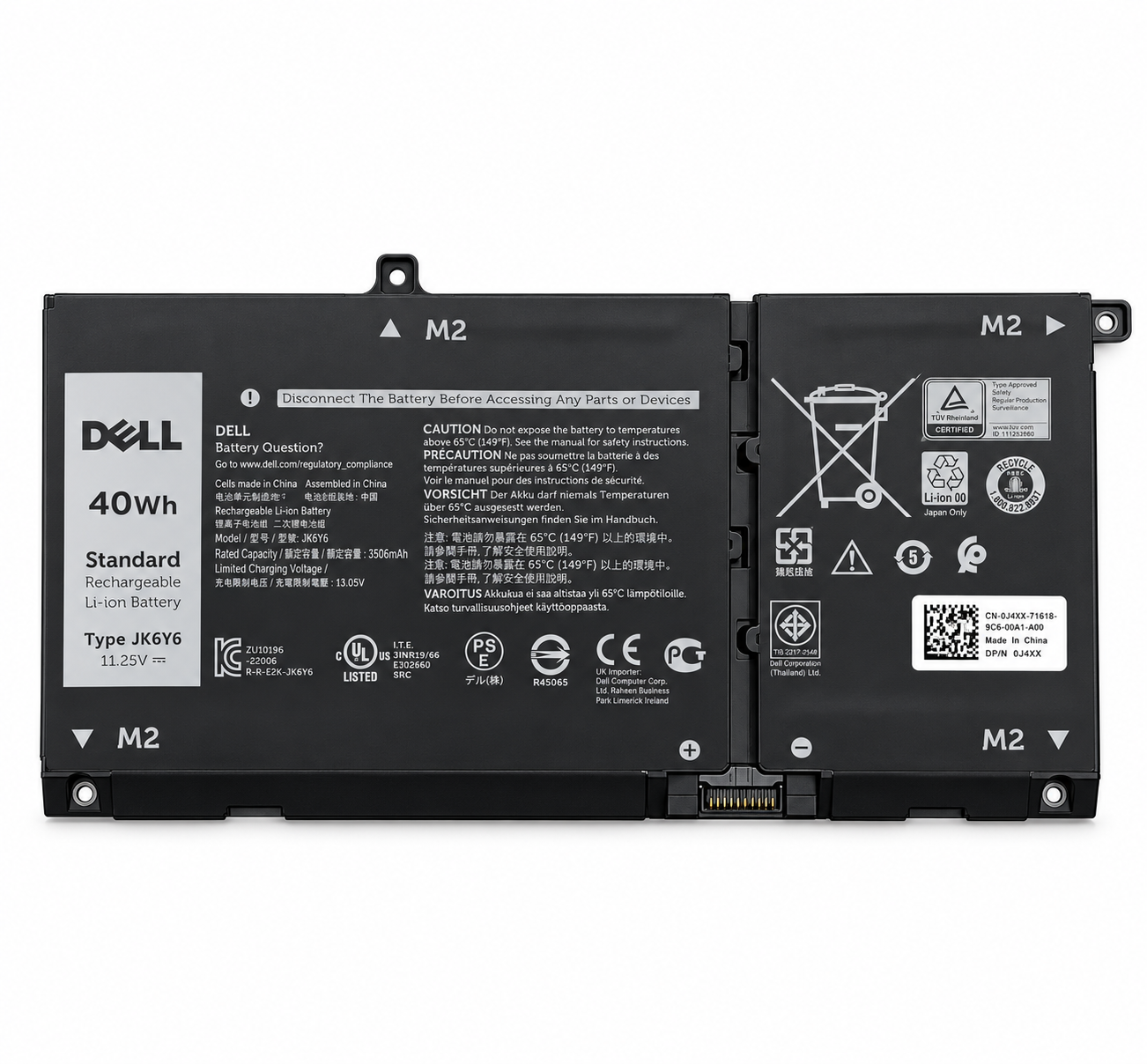 Batterie Dell  pour Ordinateur Portable – 40 Wh – 11,25 V – 3 Cellules Li-ion – Réf. JK6Y6