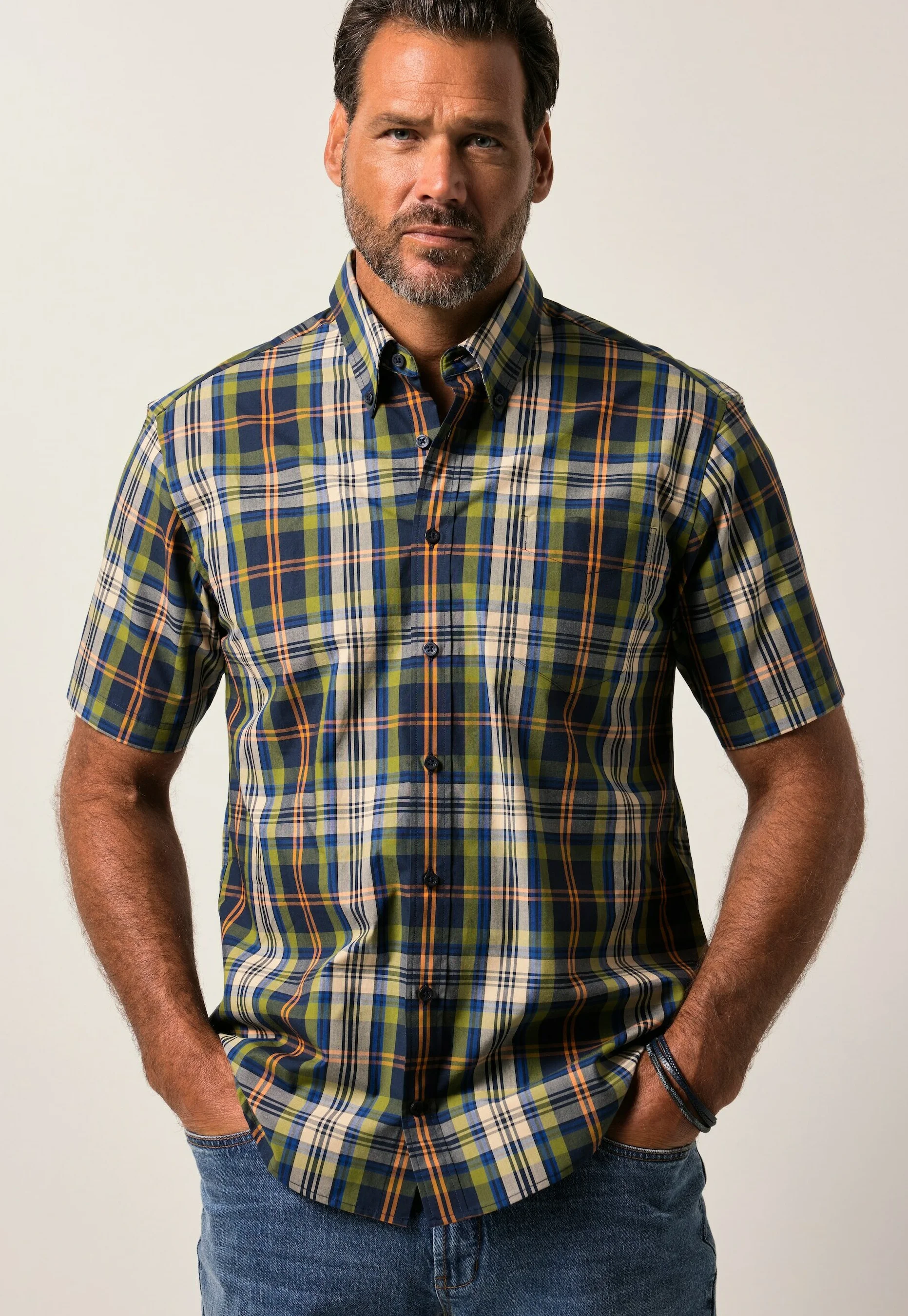 Chemis JP1880 CHECK SHIRT, SHORT SLEEVE, BUTTON-DOWN COLLAR, MODERN FIT