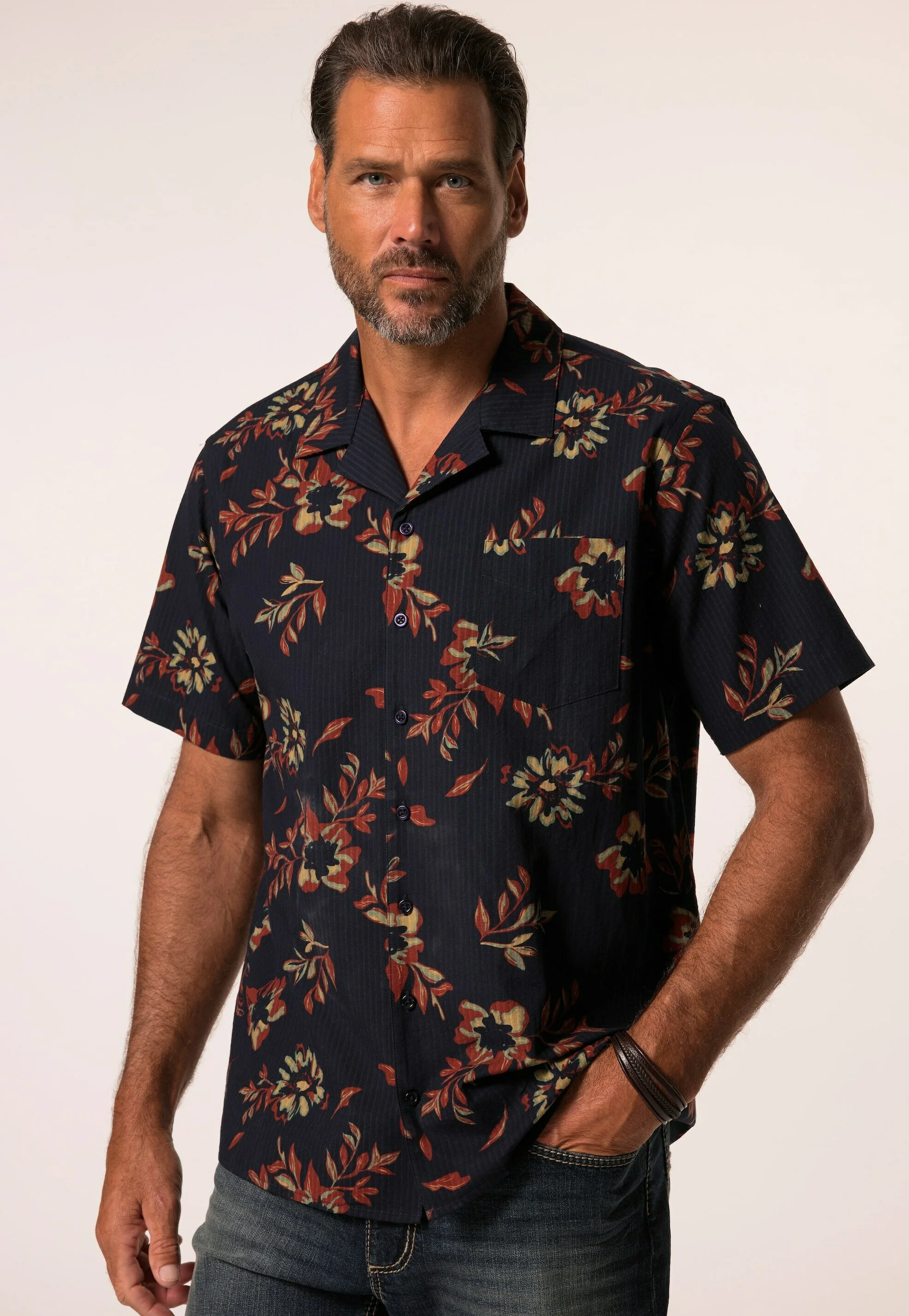 Chemise CUBA FIT JP1880 SHIRT, SHORT SLEEVE, SEERSUCKER, CUBA COLLAR