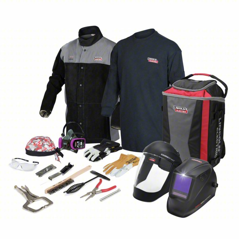 LINCOLN ELECTRIC Welding Helmet Kit: Auto-Darkening, 5 Arc Sensors, W5-W13, 3.74 in x 3.15 in