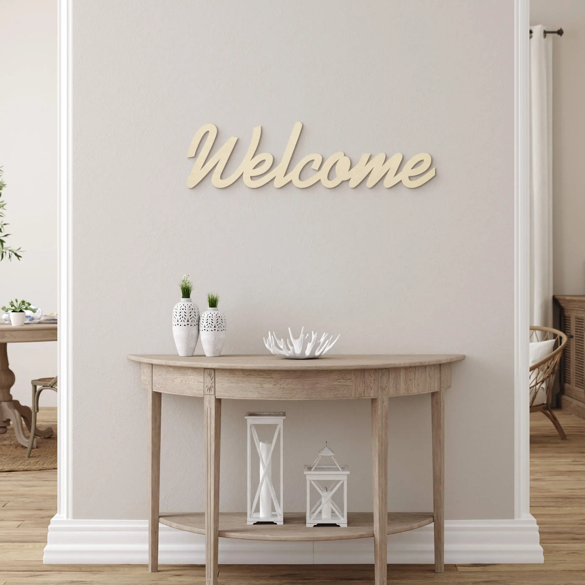 Lettres décoratives en bois Welcome - 18x5 cm
