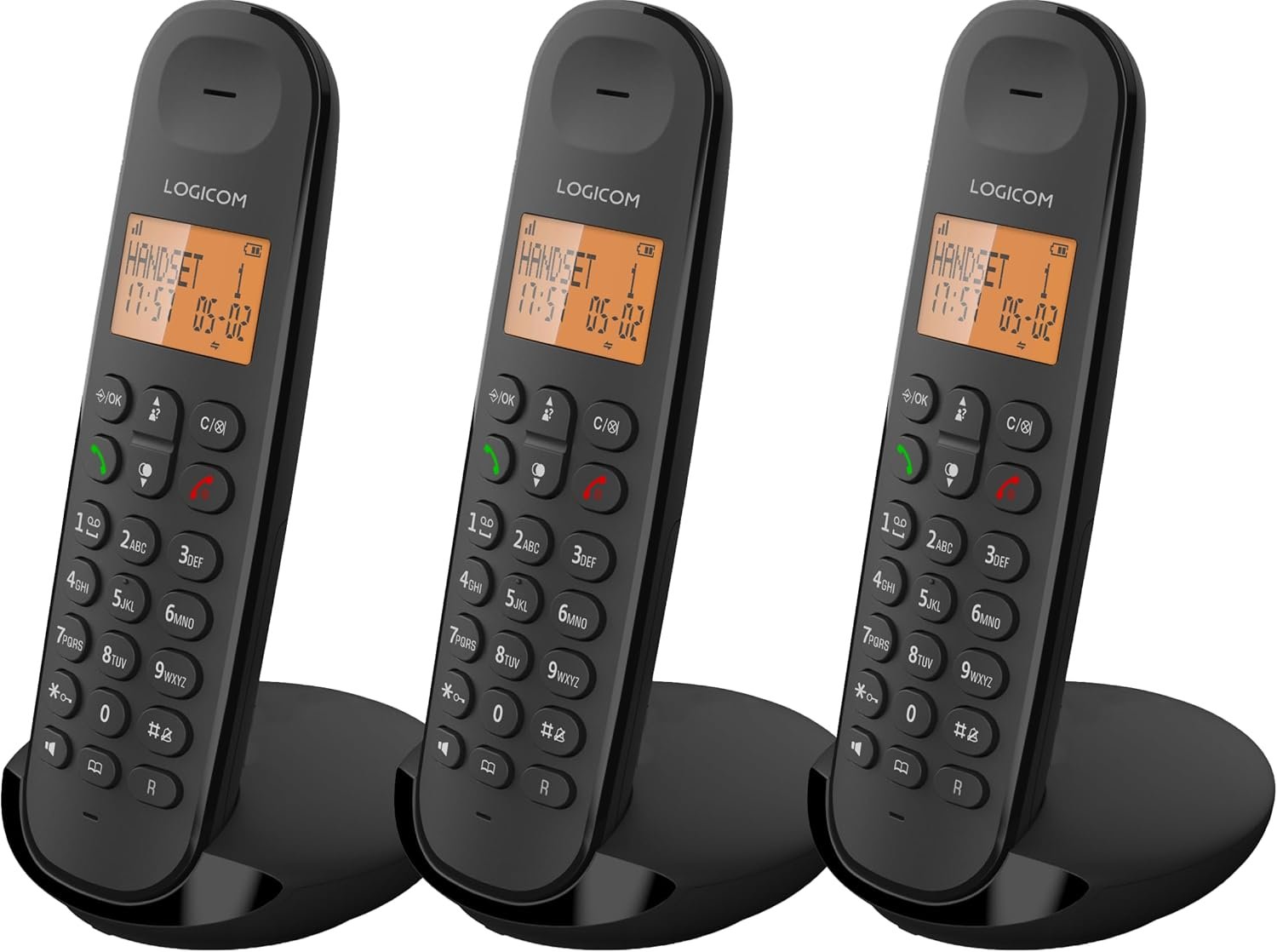 Logicom ILOA 350 Téléphone Fixe sans Fil sans Répondeur - Trio - Téléphones analogiques et dect - Noir